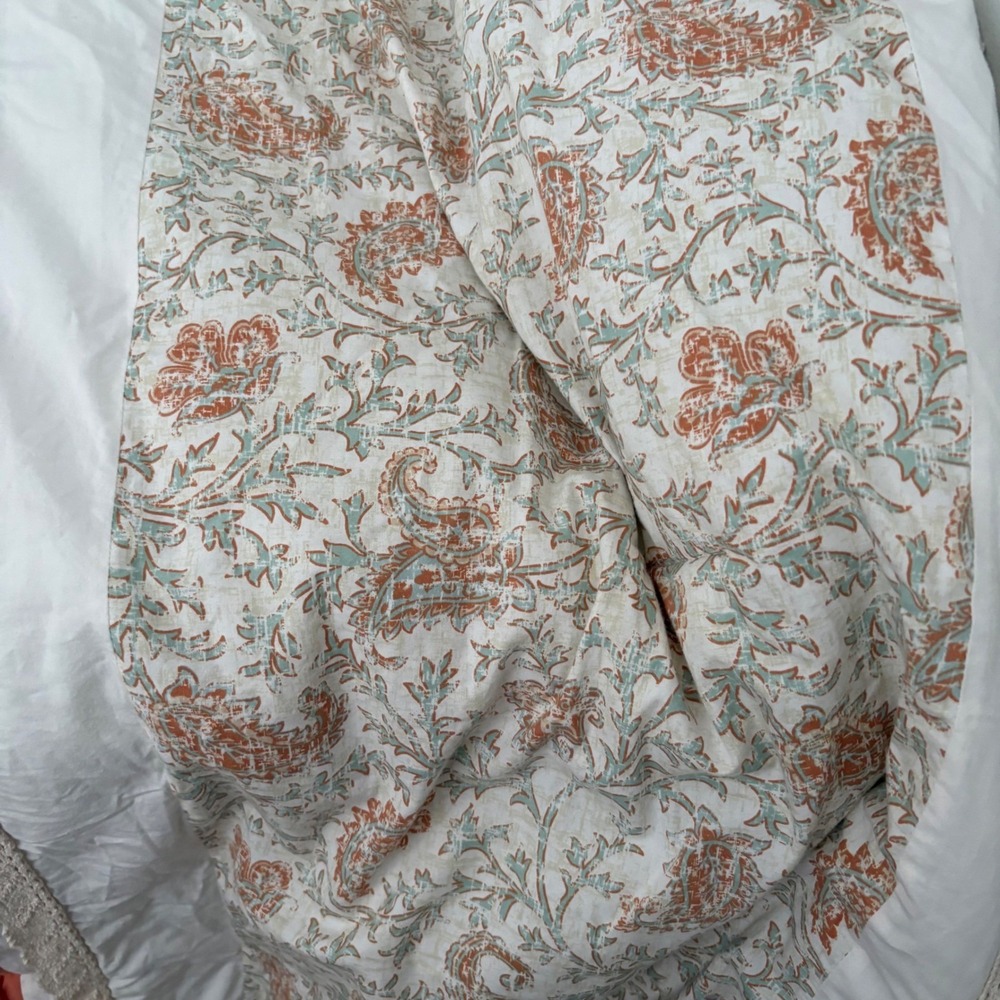 Madison Park Dawn Floral Patchwork King Comforter w/2 Shams Coral Grn Lace Trim - Picture 11 of 15